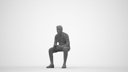 3D human model boy casual kids, photogrammetry scanned person for archviz, wireframe back view