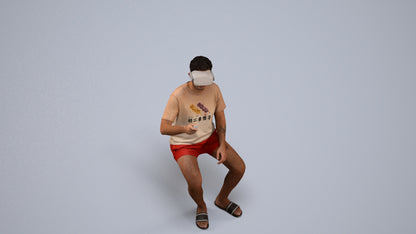 3D human model man casual sitting, photogrammetry scanned person for archviz, back view render