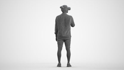 realistic 3D human man casual standing, archviz people FBX OBJ for Blender, wireframe front view
