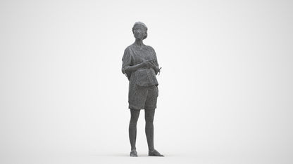 scanned 3D woman casual standing, photogrammetry people for Enscape and V-Ray, three-quarter front view render