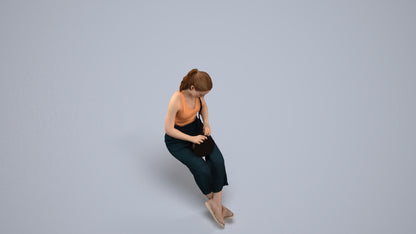 photogrammetry 3D girl casual kids, realistic human model archviz FBX, back view render