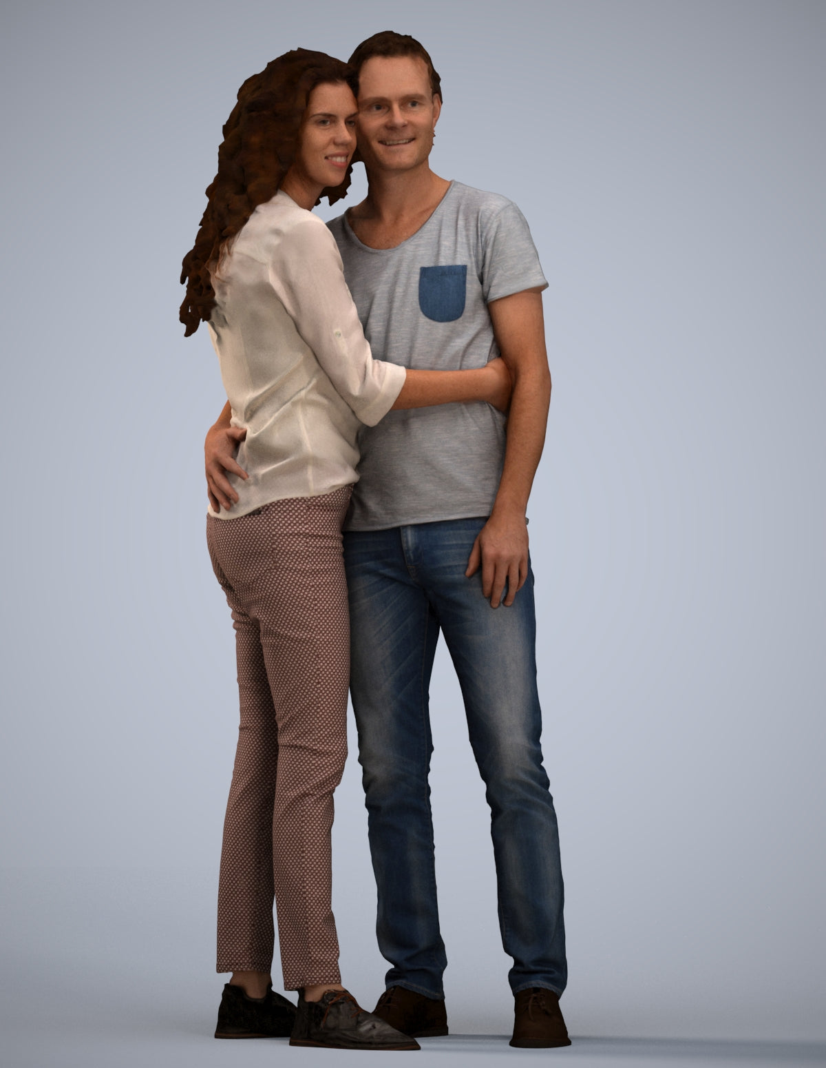 realistic 3D human woman casual couple, archviz people FBX OBJ for Blender