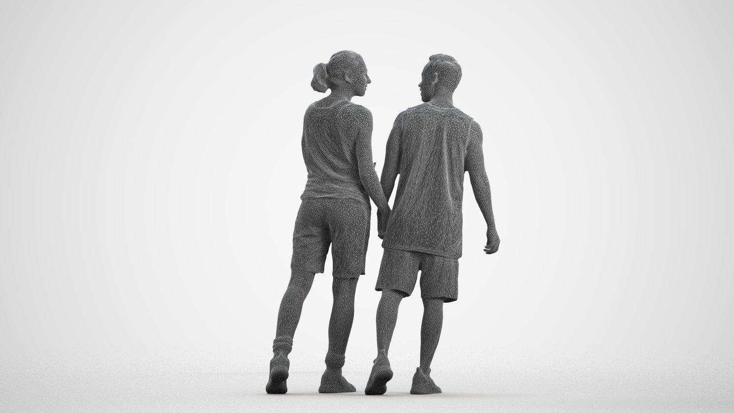 3D human model woman sport, photogrammetry scanned person for archviz, wireframe front view