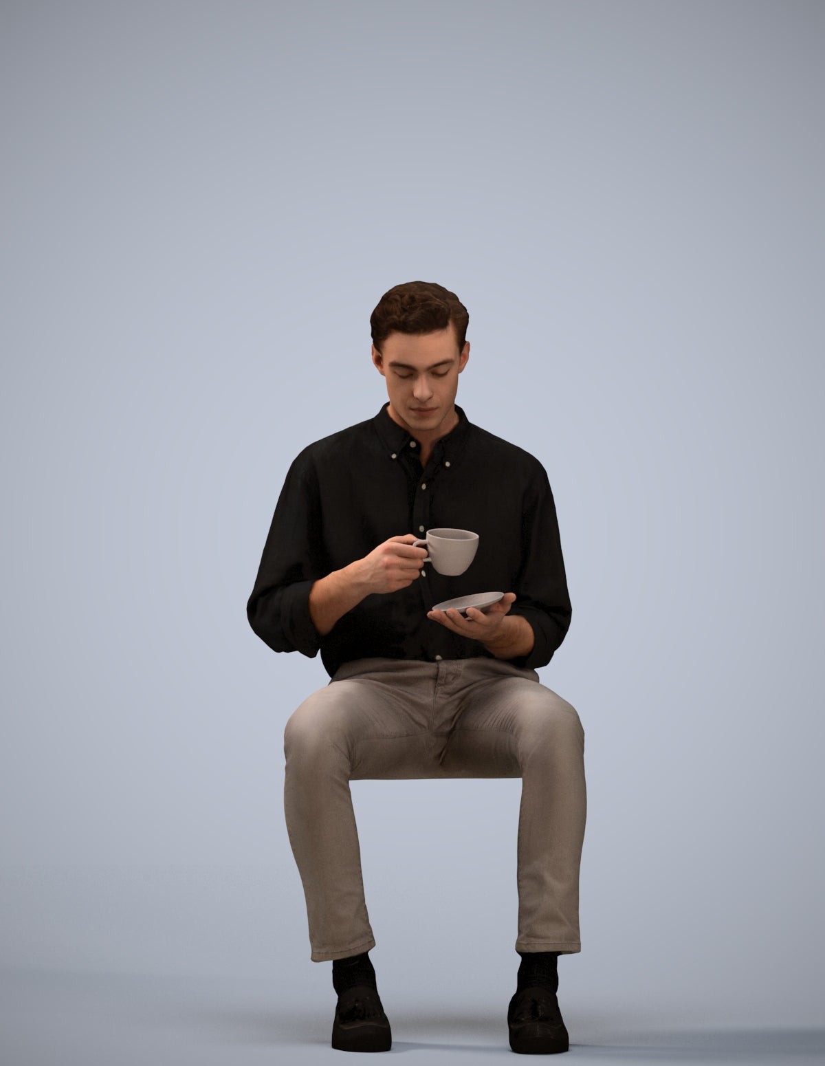 realistic 3D people man casual sitting, render-ready for V-Ray and Corona, FBX OBJ
