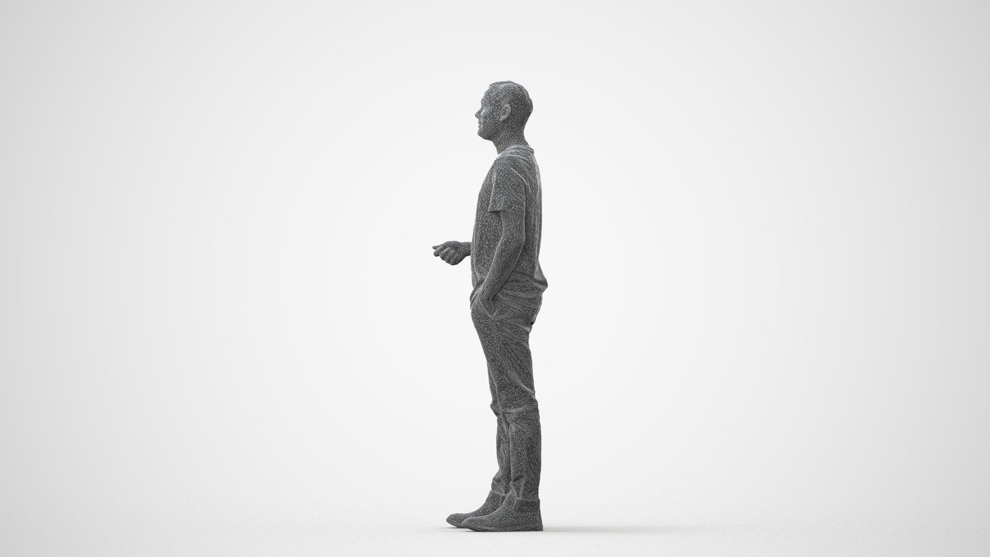3D scanned man standing casual, photorealistic archviz people for Enscape and SketchUp, square thumbnail