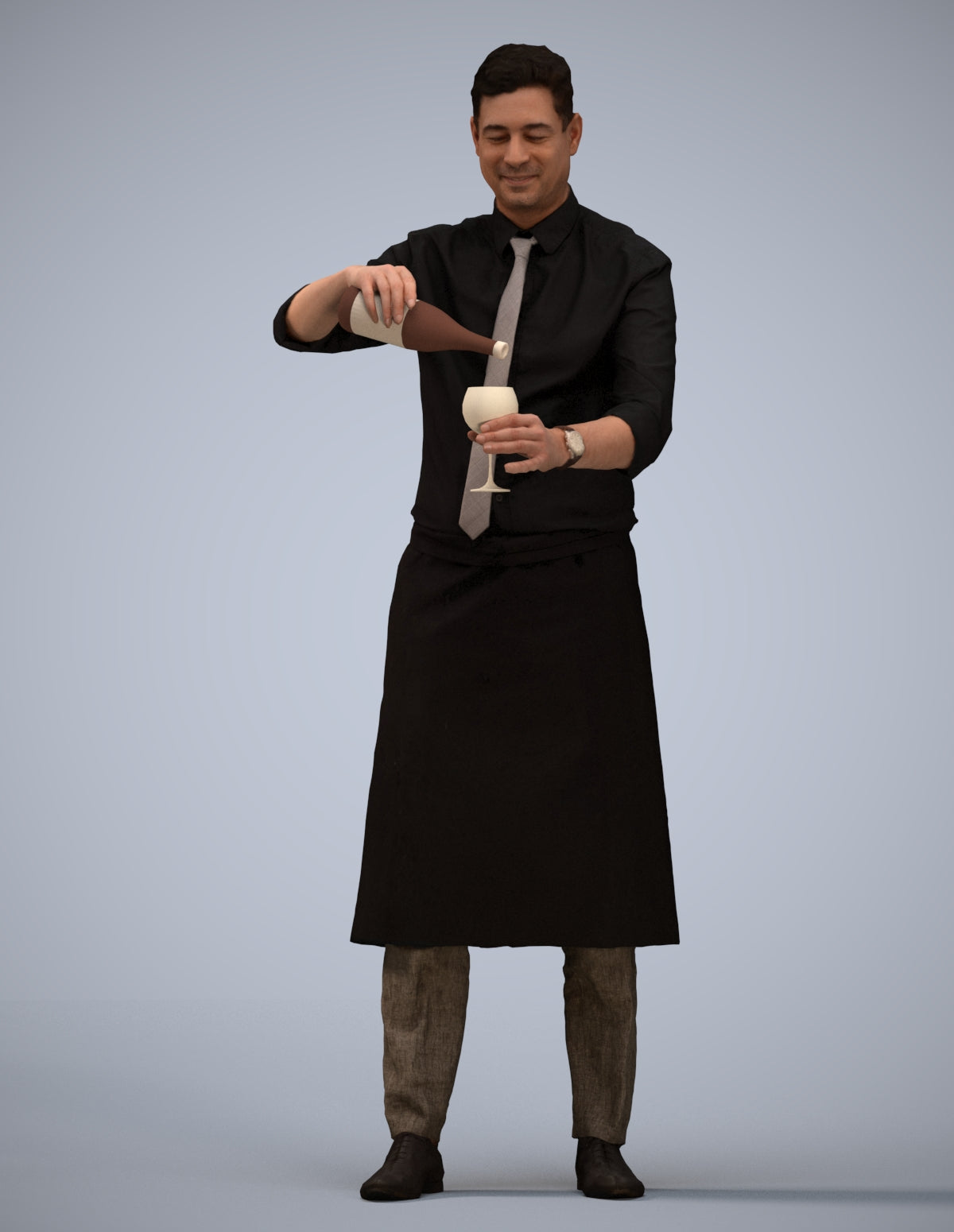 3D scanned man hospitality, photorealistic archviz people for Enscape and SketchUp