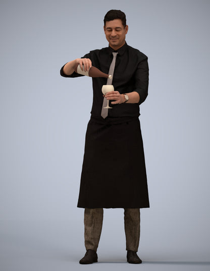 3D scanned man hospitality, photorealistic archviz people for Enscape and SketchUp