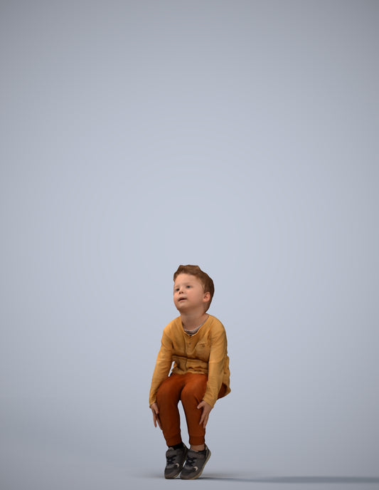 3D human model boy casual kids, photogrammetry scanned person for archviz