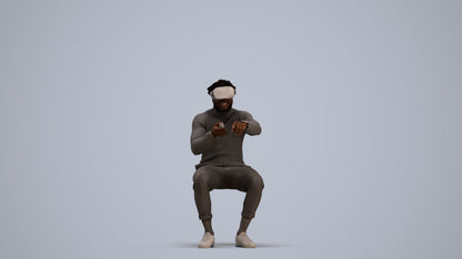 3D scanned man sitting casual, photorealistic archviz people for Enscape and SketchUp, standing pose render