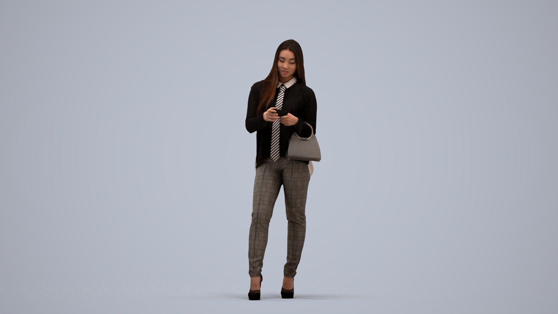 realistic 3D people woman business standing, render-ready for V-Ray and Corona, FBX OBJ, standing pose render