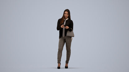 realistic 3D people woman business standing, render-ready for V-Ray and Corona, FBX OBJ, standing pose render