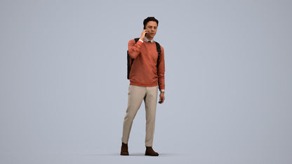 scanned 3D man casual walking, photogrammetry people for Enscape and V-Ray, standing pose render