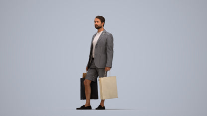 photogrammetry 3D man business shopping, realistic human model archviz FBX, top-down view render