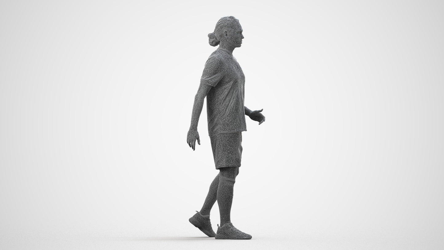 photogrammetry 3D man sport, realistic human model archviz FBX, wireframe side view