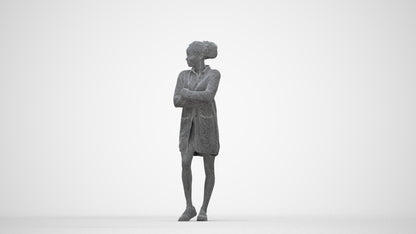 3D people model woman casual standing, scanned human for 3ds Max rendering, wireframe back view