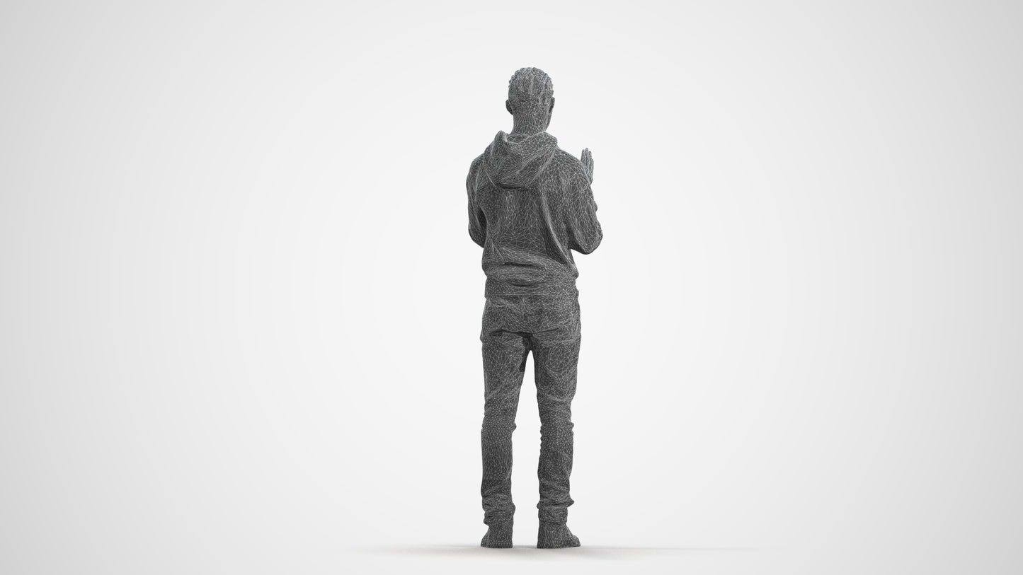realistic 3D people boy casual kids, render-ready for V-Ray and Corona, FBX OBJ, wireframe front view