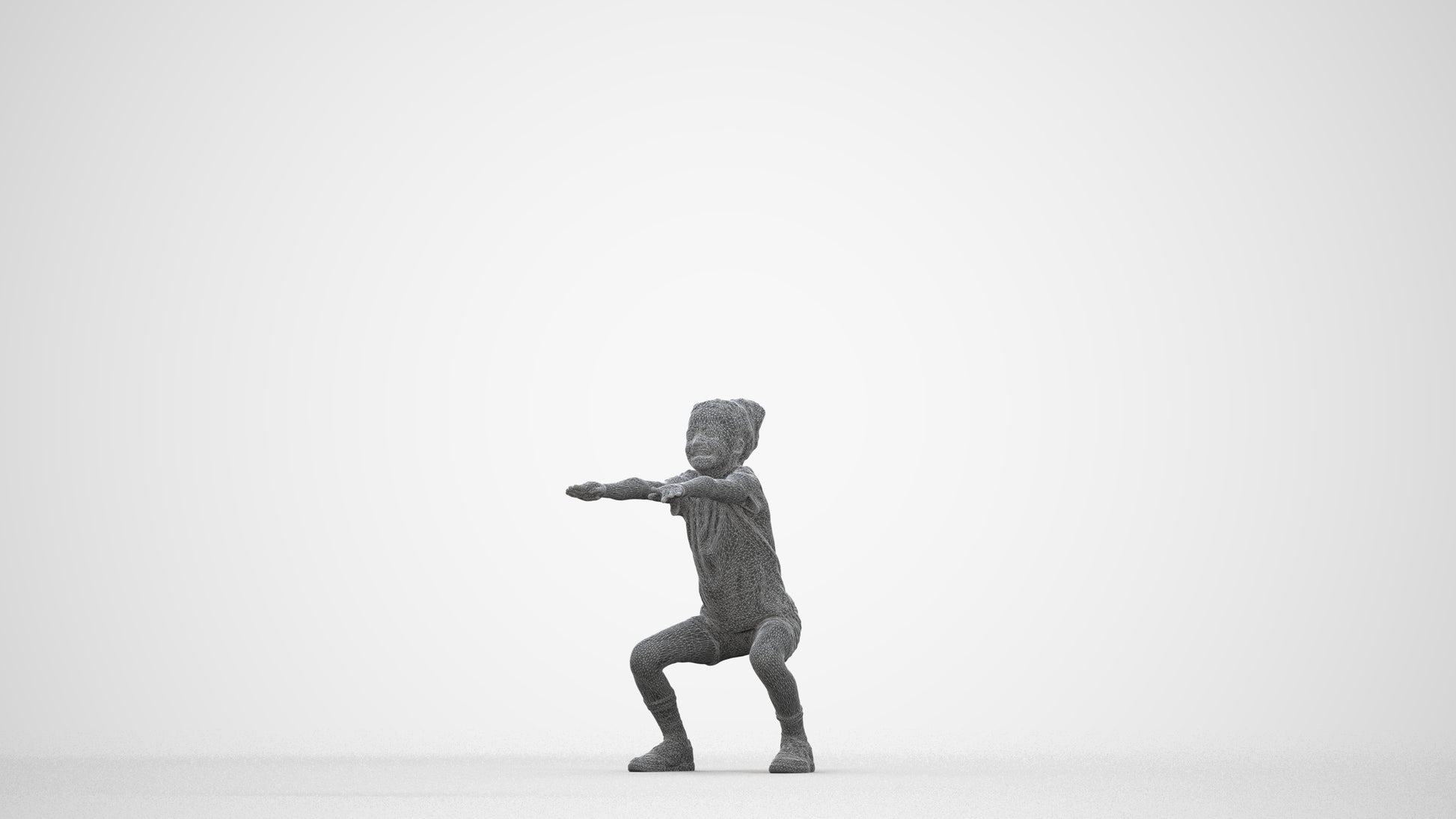 realistic 3D people girl casual kids, render-ready for V-Ray and Corona, FBX OBJ, wireframe back view