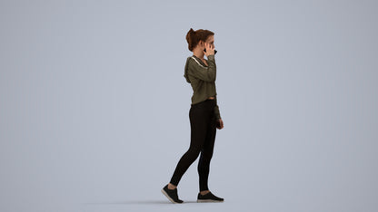 realistic 3D human woman sport, archviz people FBX OBJ for Blender, side view render