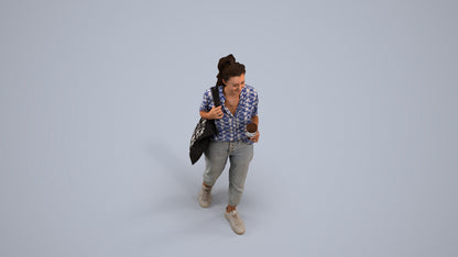 scanned 3D woman casual walking, photogrammetry people for Enscape and V-Ray, back view render