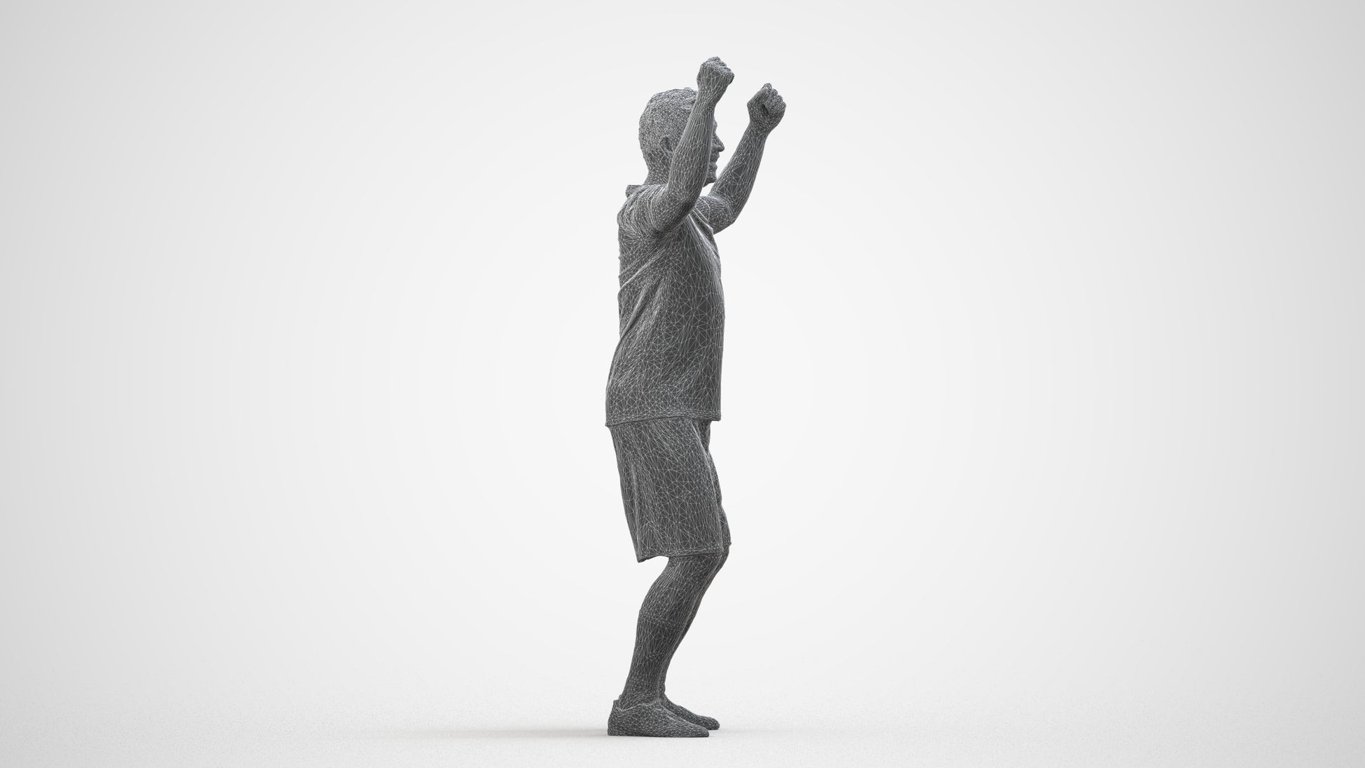 realistic 3D man sport, scanned archviz people for Blender and 3ds Max, wireframe side view
