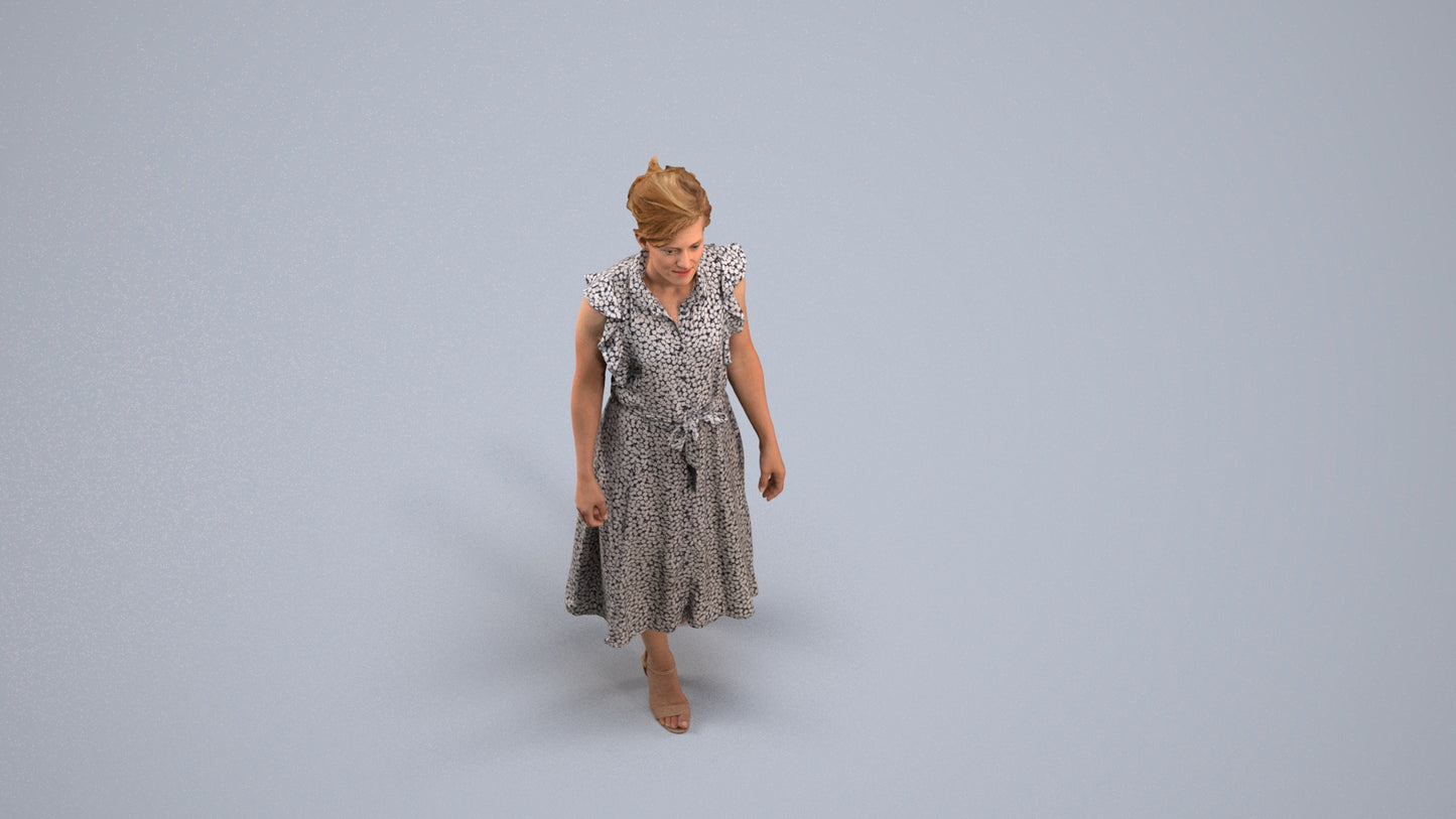 scanned 3D woman business walking, photogrammetry people for Enscape and V-Ray, back view render