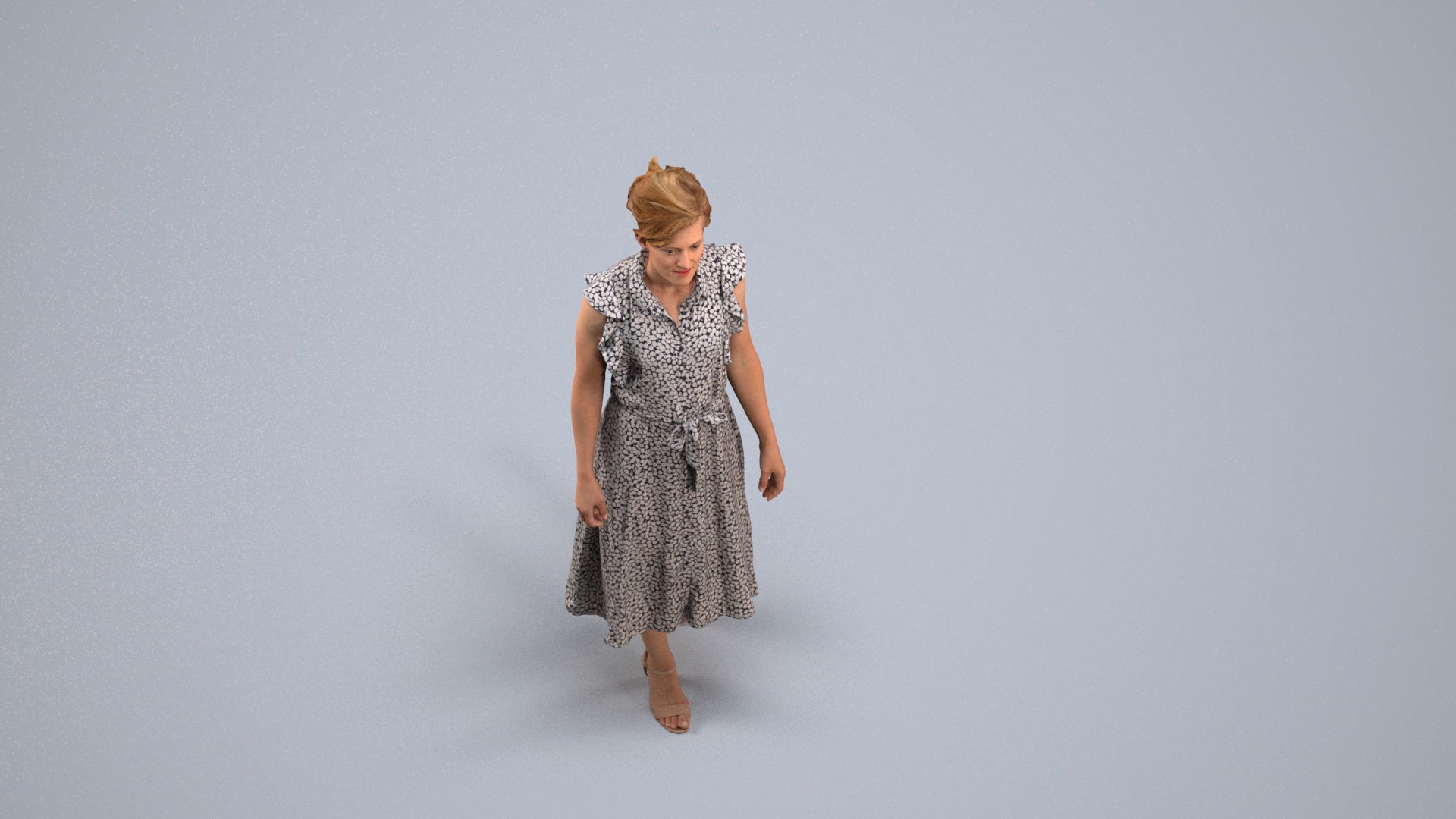 scanned 3D woman business walking, photogrammetry people for Enscape and V-Ray, back view render