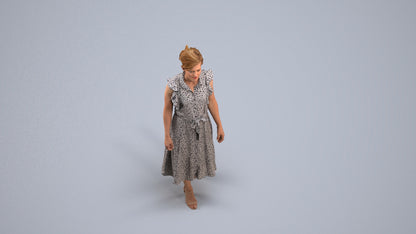 scanned 3D woman business walking, photogrammetry people for Enscape and V-Ray, back view render