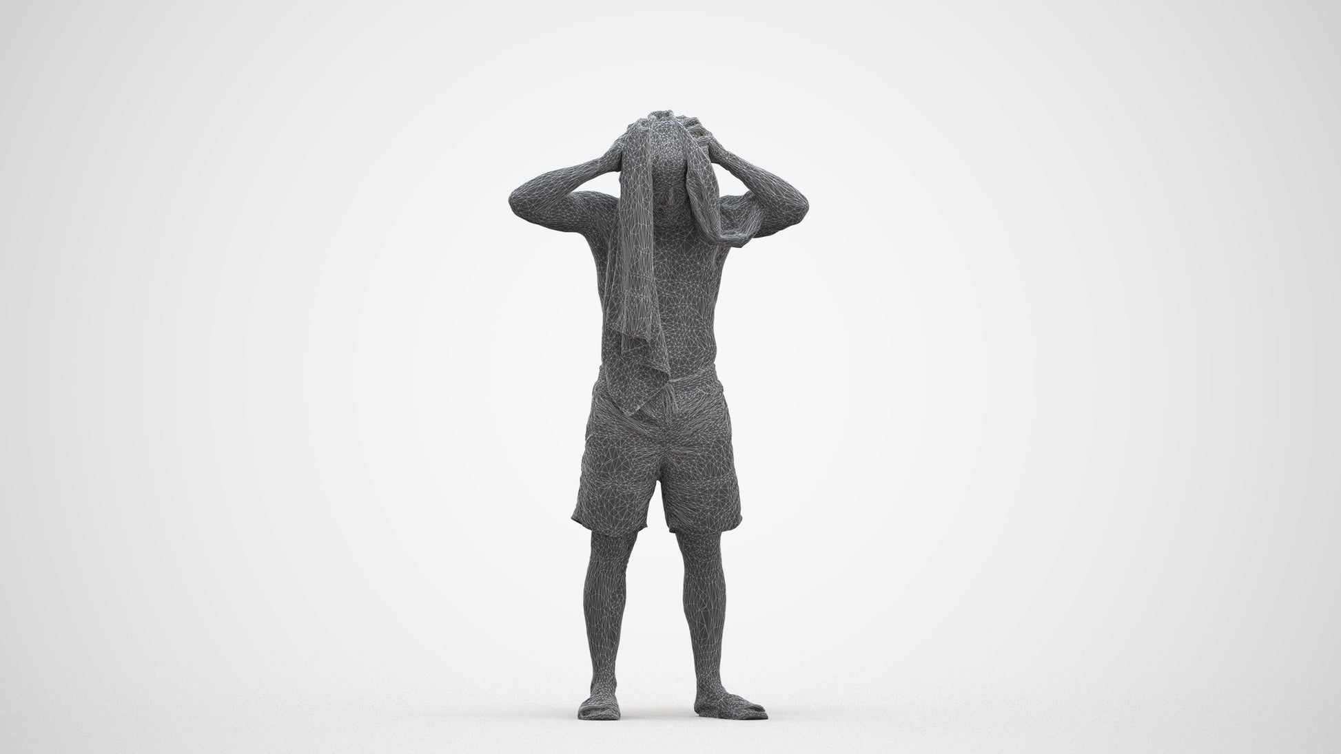 3D scanned man pool sport, photorealistic archviz people for Enscape and SketchUp, three-quarter front view render