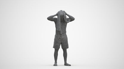 3D scanned man pool sport, photorealistic archviz people for Enscape and SketchUp, three-quarter front view render