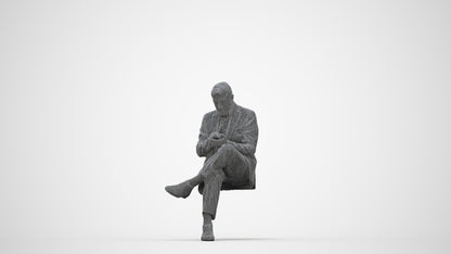realistic 3D human senior man business, archviz people FBX OBJ for Blender, wireframe back view