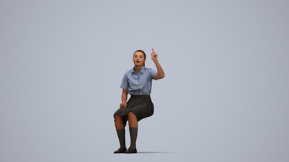 3D human model girl kids, photogrammetry scanned person for archviz, top-down view render