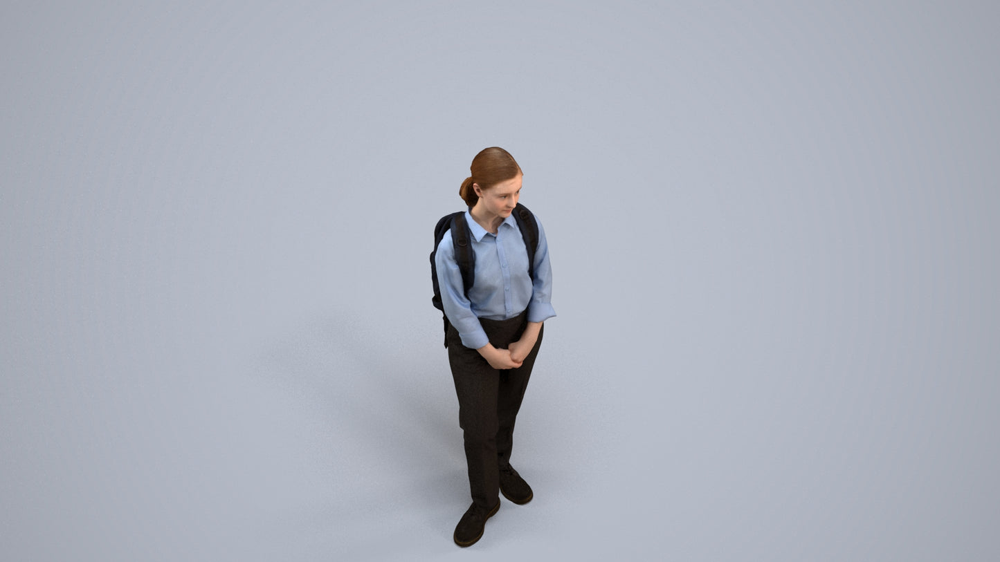 scanned 3D girl kids, photogrammetry people for Enscape and V-Ray, back view render