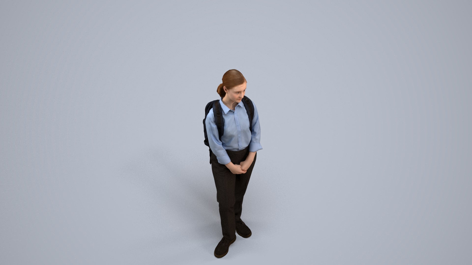 scanned 3D girl kids, photogrammetry people for Enscape and V-Ray, back view render
