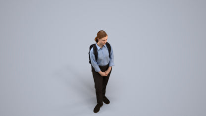 scanned 3D girl kids, photogrammetry people for Enscape and V-Ray, back view render