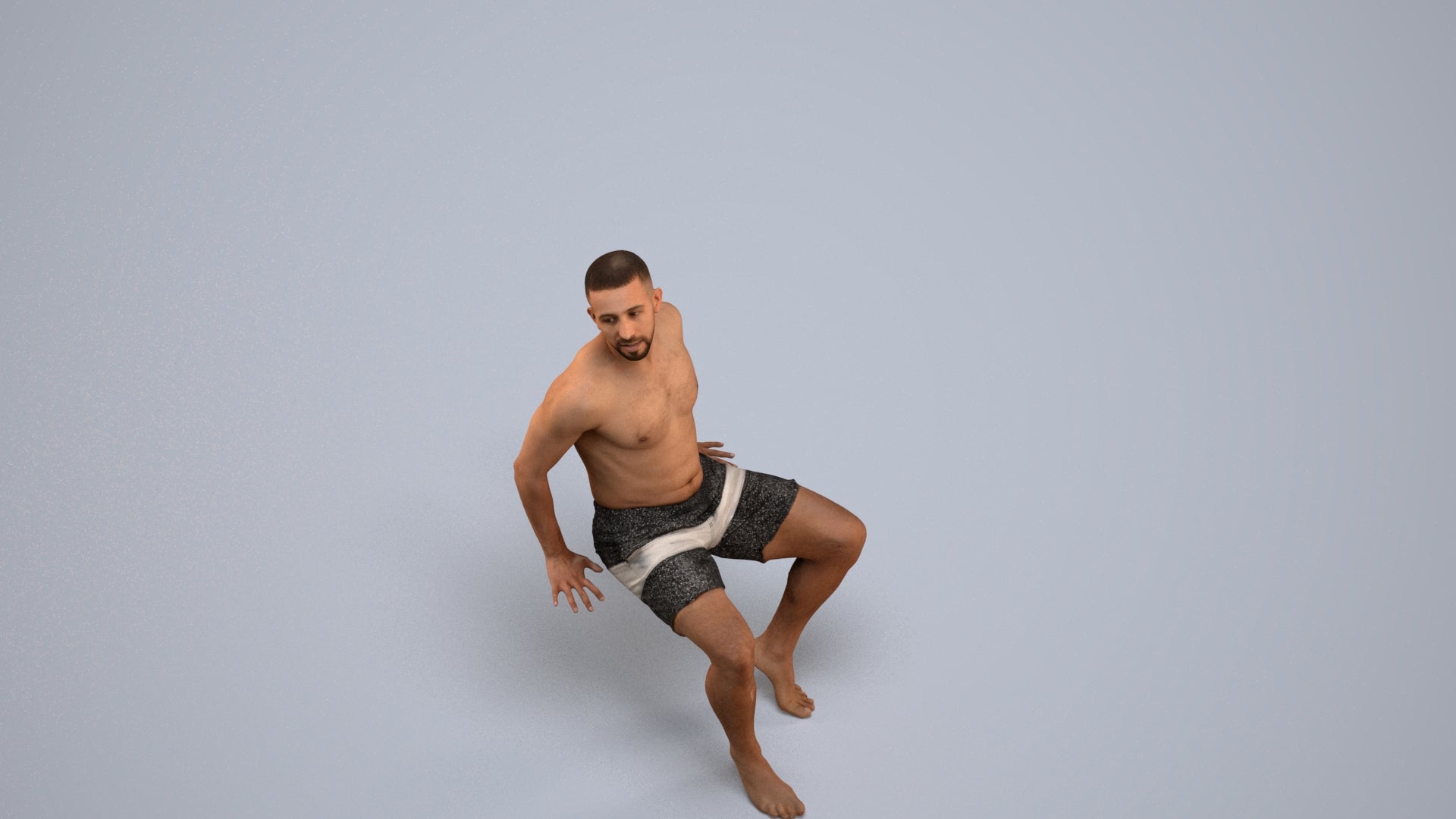 3D people model man pool, scanned human for 3ds Max rendering, back view render