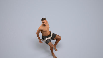 3D people model man pool, scanned human for 3ds Max rendering, back view render