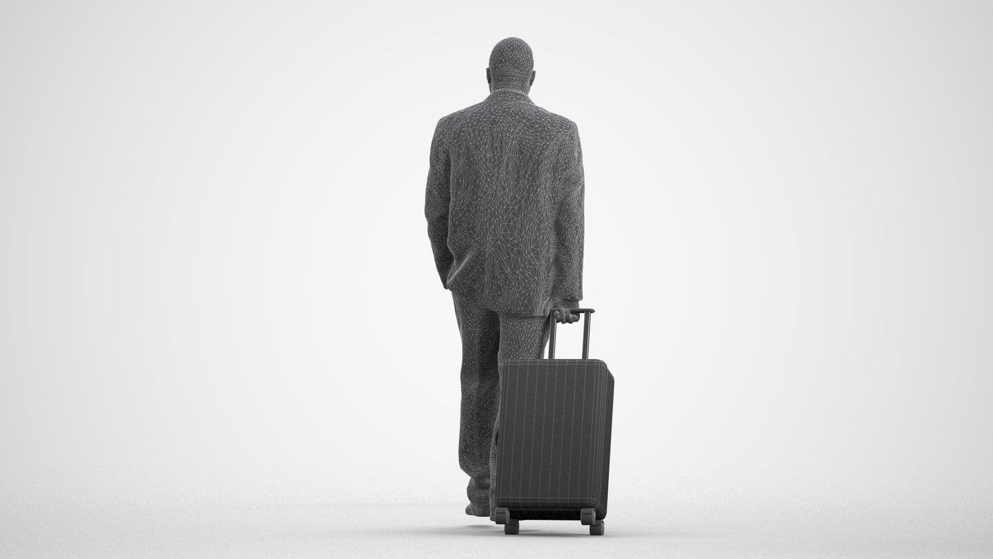 photogrammetry 3D man business, realistic human model archviz FBX, wireframe front view