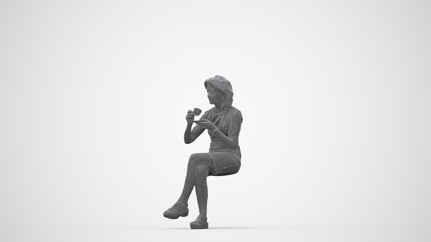 photogrammetry 3D woman business sitting, realistic human model archviz FBX, wireframe back view