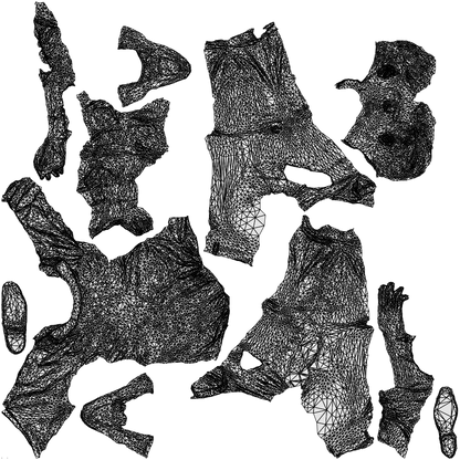 3D scanned boy kids, photorealistic archviz people for Enscape and SketchUp, wireframe top-down view