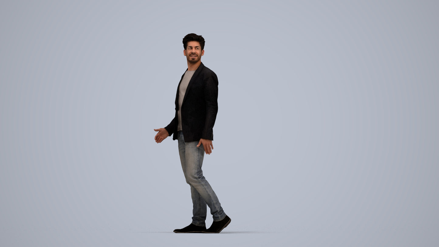 photogrammetry 3D man casual business, realistic human model archviz FBX, top-down view render