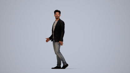 photogrammetry 3D man casual business, realistic human model archviz FBX, top-down view render