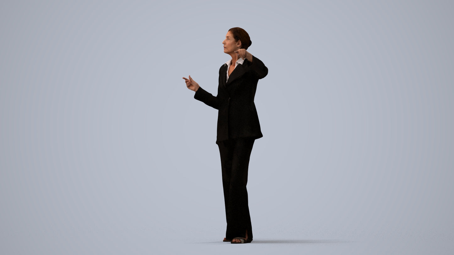 scanned 3D senior woman business, photogrammetry people for Enscape and V-Ray, three-quarter view render