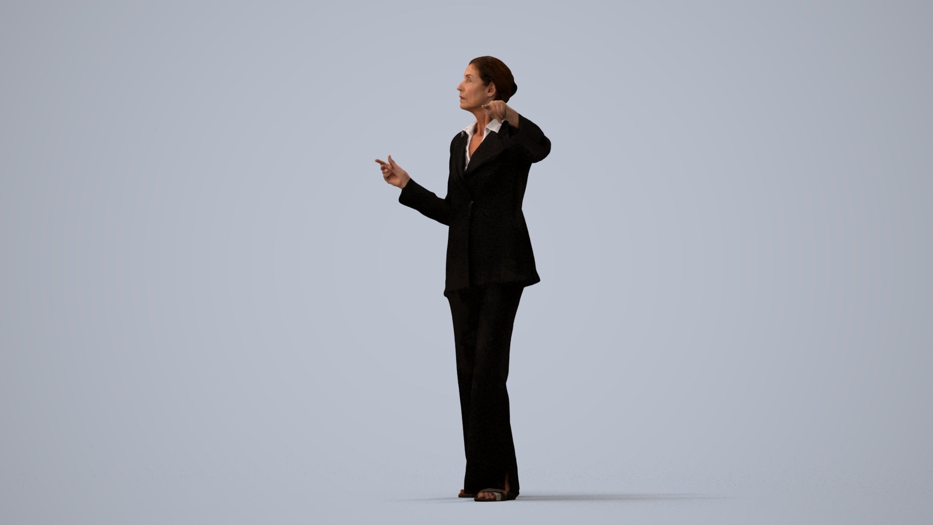 scanned 3D senior woman business, photogrammetry people for Enscape and V-Ray, three-quarter view render