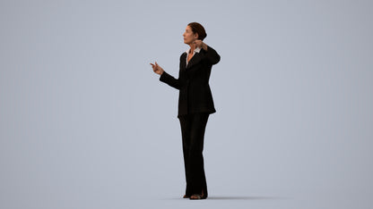 scanned 3D senior woman business, photogrammetry people for Enscape and V-Ray, three-quarter view render