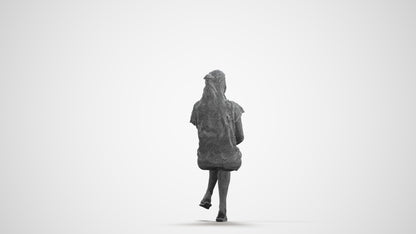 photogrammetry 3D woman casual sitting, realistic human model archviz FBX, wireframe front view