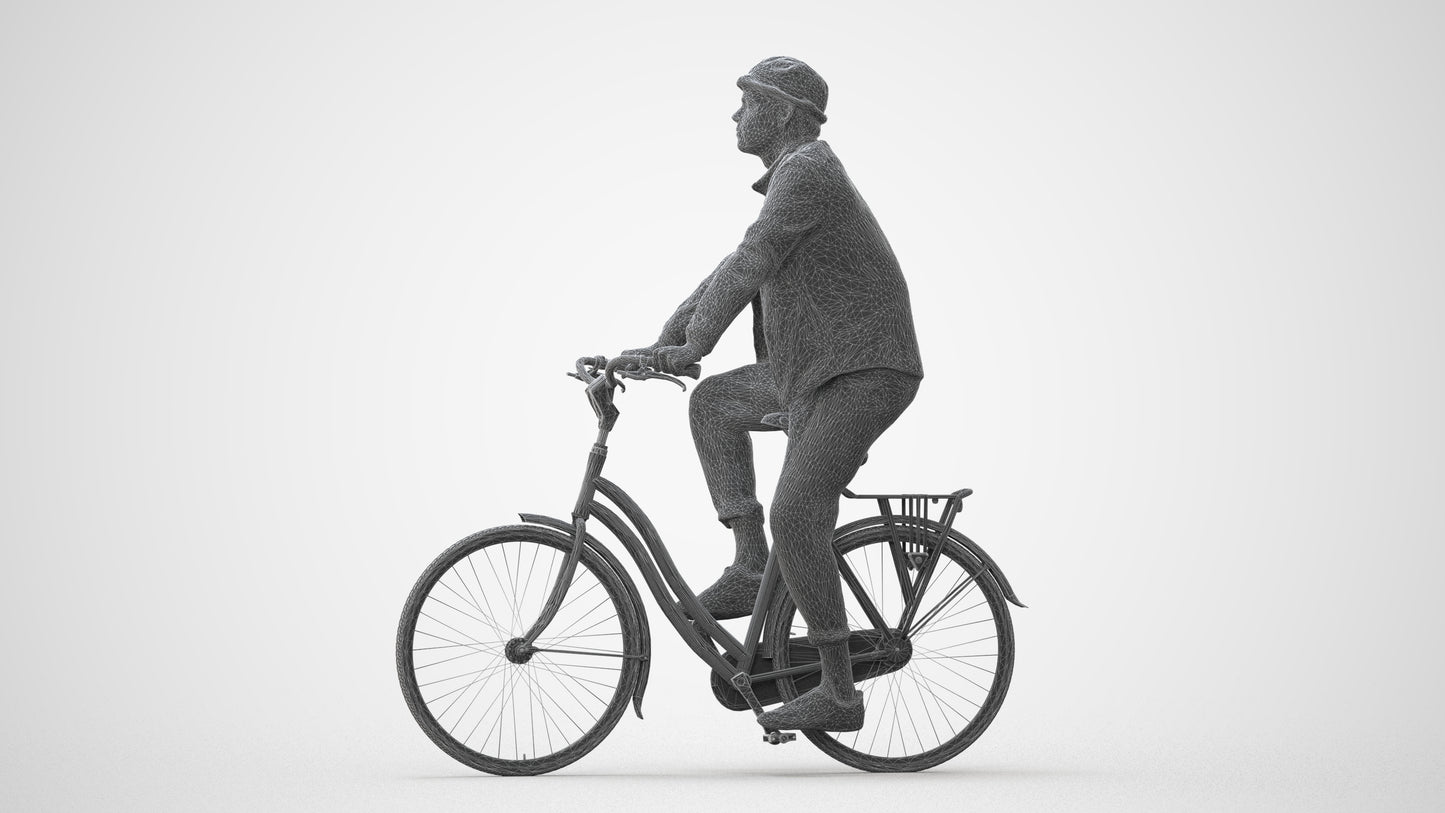 3D scanned man cycling casual, photorealistic archviz people for Enscape and SketchUp, square thumbnail