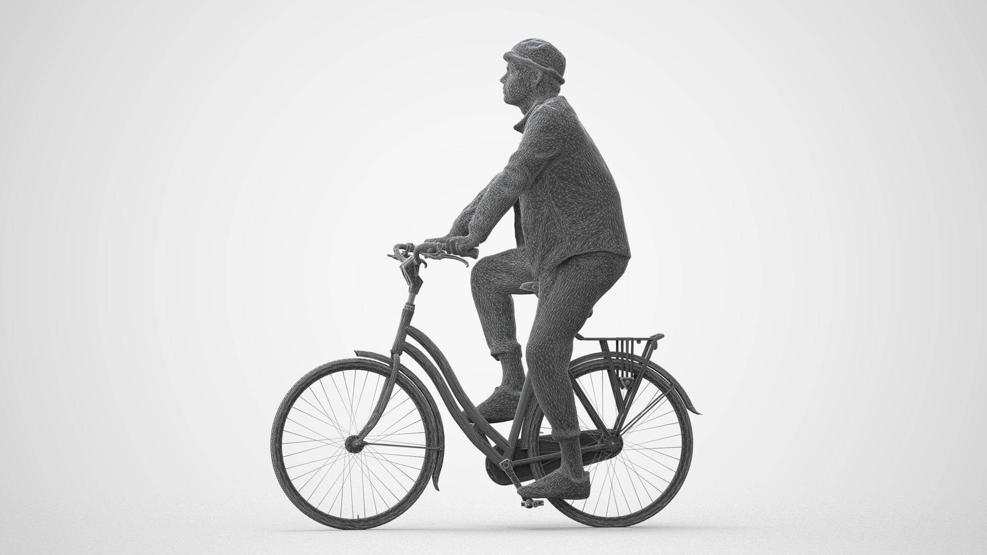 3D scanned man cycling casual, photorealistic archviz people for Enscape and SketchUp, square thumbnail