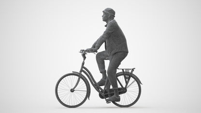 3D scanned man cycling casual, photorealistic archviz people for Enscape and SketchUp, square thumbnail