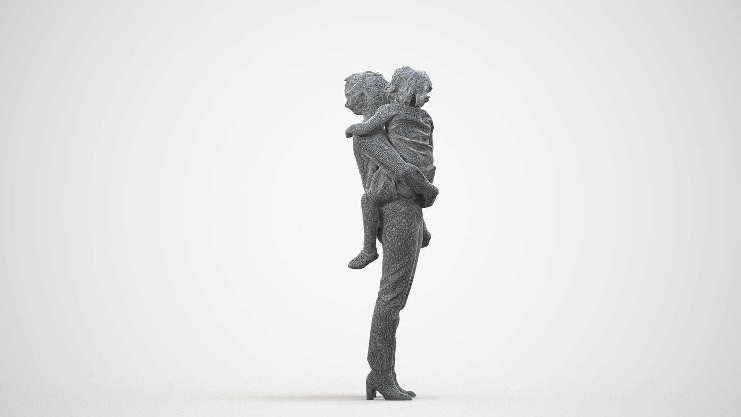 realistic 3D people girl casual kids, render-ready for V-Ray and Corona, FBX OBJ, wireframe side view