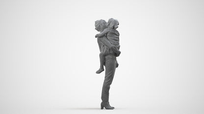realistic 3D people girl casual kids, render-ready for V-Ray and Corona, FBX OBJ, wireframe side view